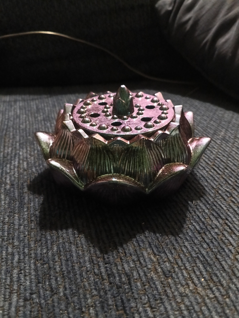 Iridescent Lotus Incense Holder - Pink & Green